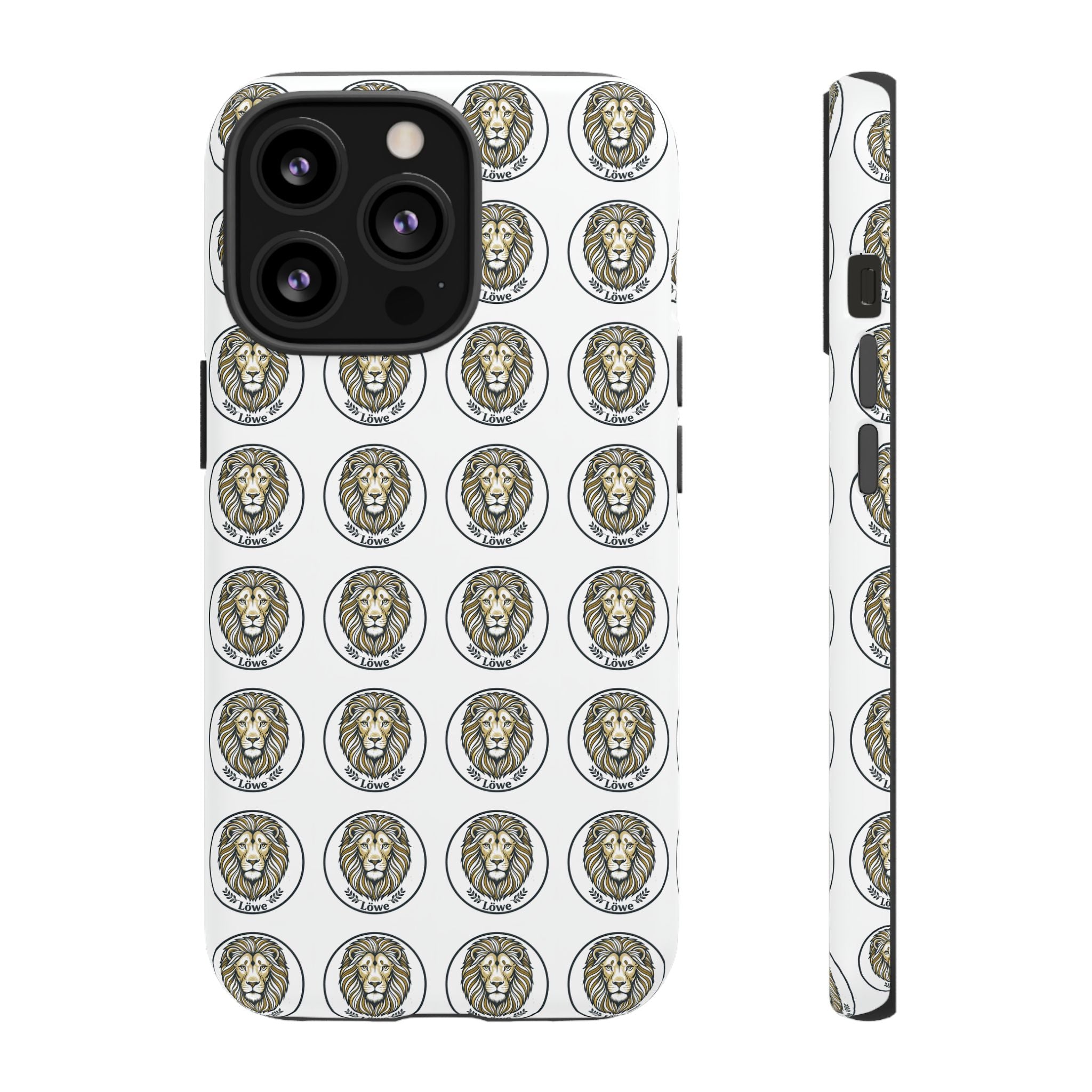 Lion Seal Pattern Phone Case — Protective Tough Case with Vintage Heraldic Design