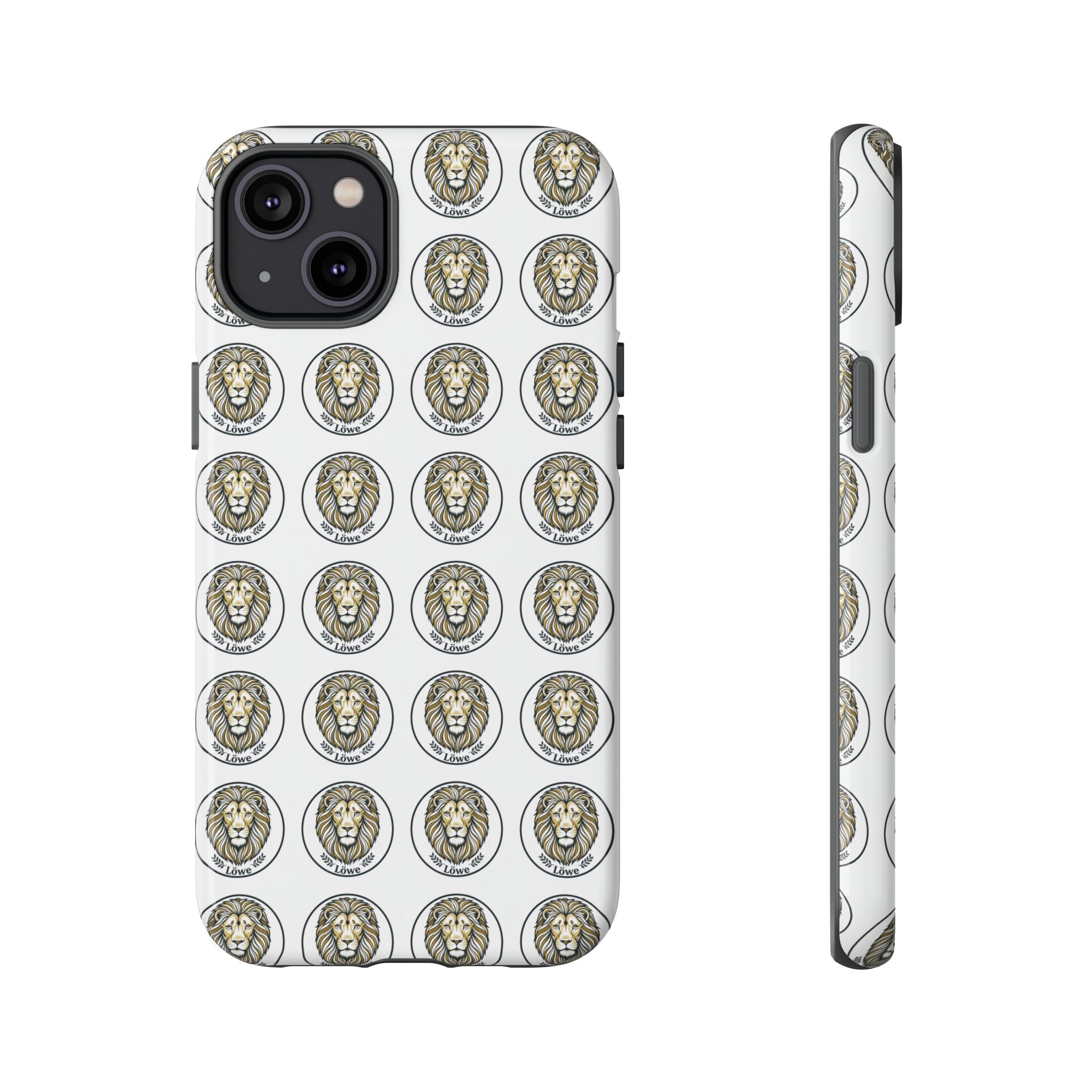 Lion Seal Pattern Phone Case — Protective Tough Case with Vintage Heraldic Design