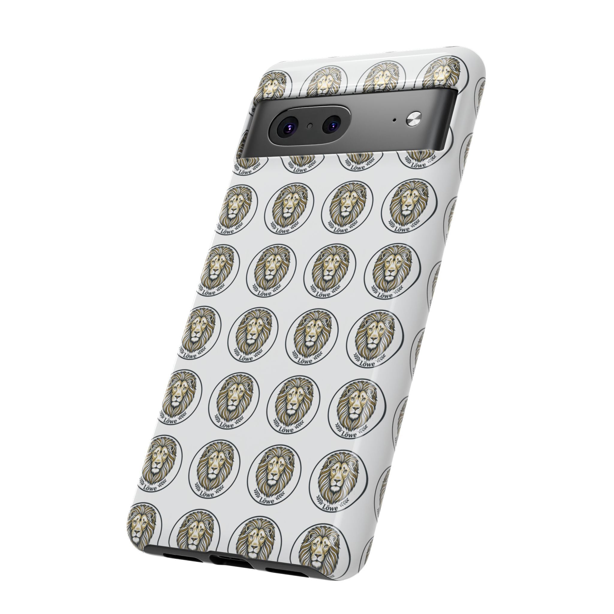 Lion Seal Pattern Phone Case — Protective Tough Case with Vintage Heraldic Design