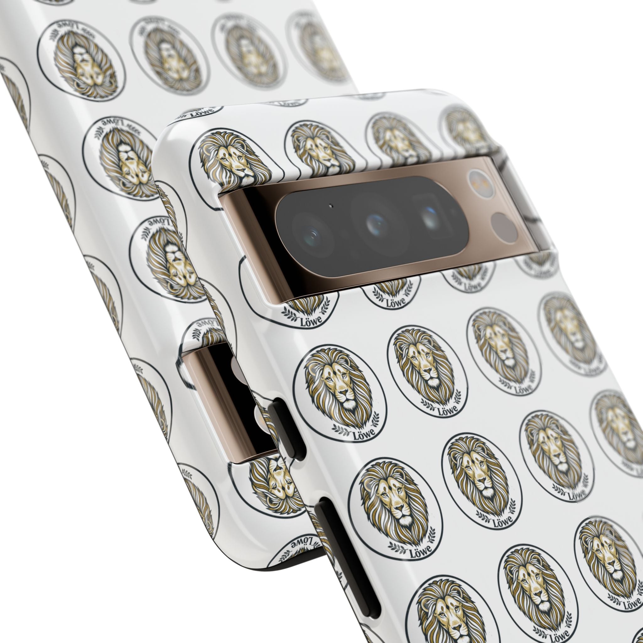 Lion Seal Pattern Phone Case — Protective Tough Case with Vintage Heraldic Design