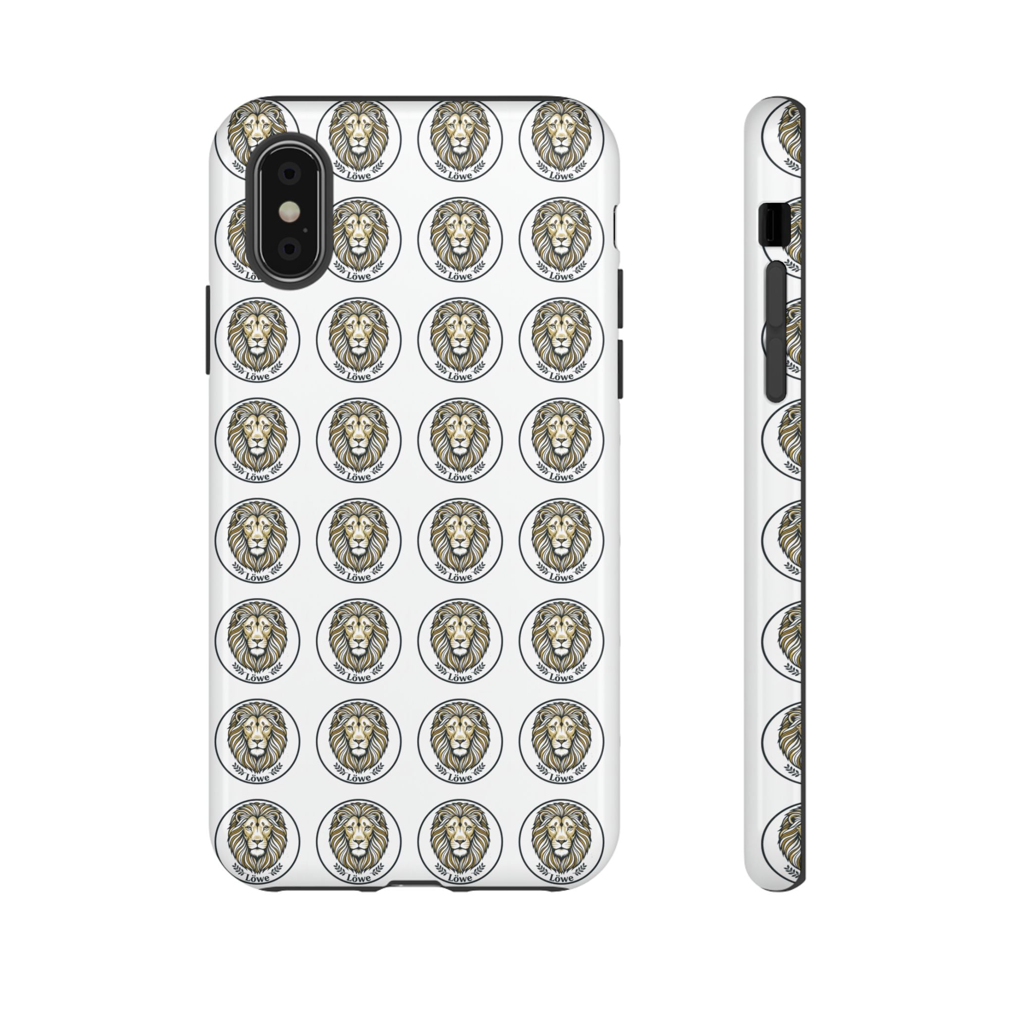Lion Seal Pattern Phone Case — Protective Tough Case with Vintage Heraldic Design