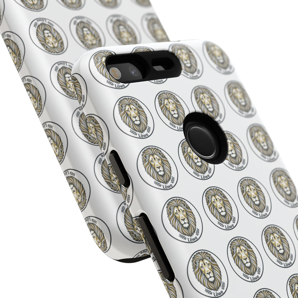 Lion Seal Pattern Phone Case — Protective Tough Case with Vintage Heraldic Design