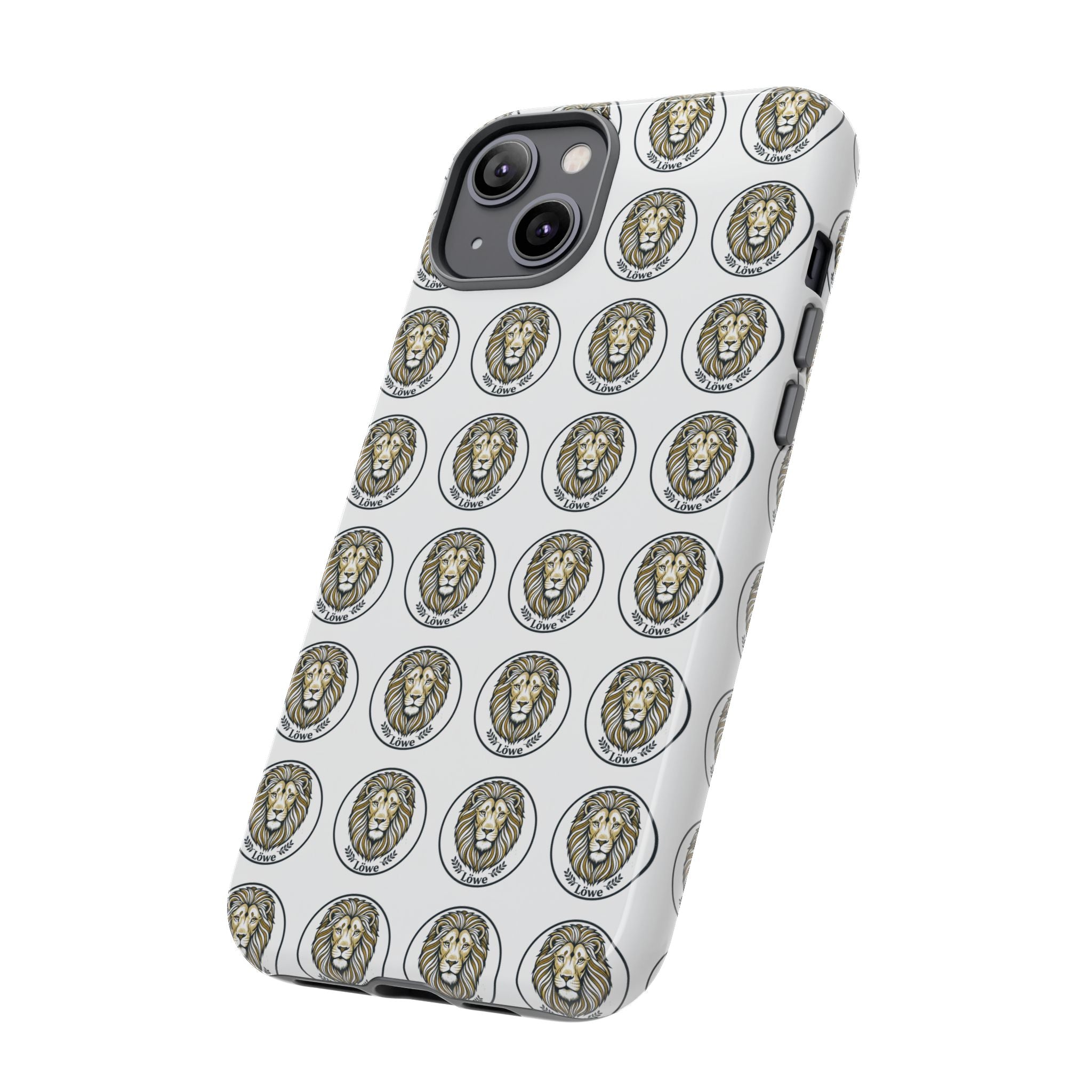 Lion Seal Pattern Phone Case — Protective Tough Case with Vintage Heraldic Design