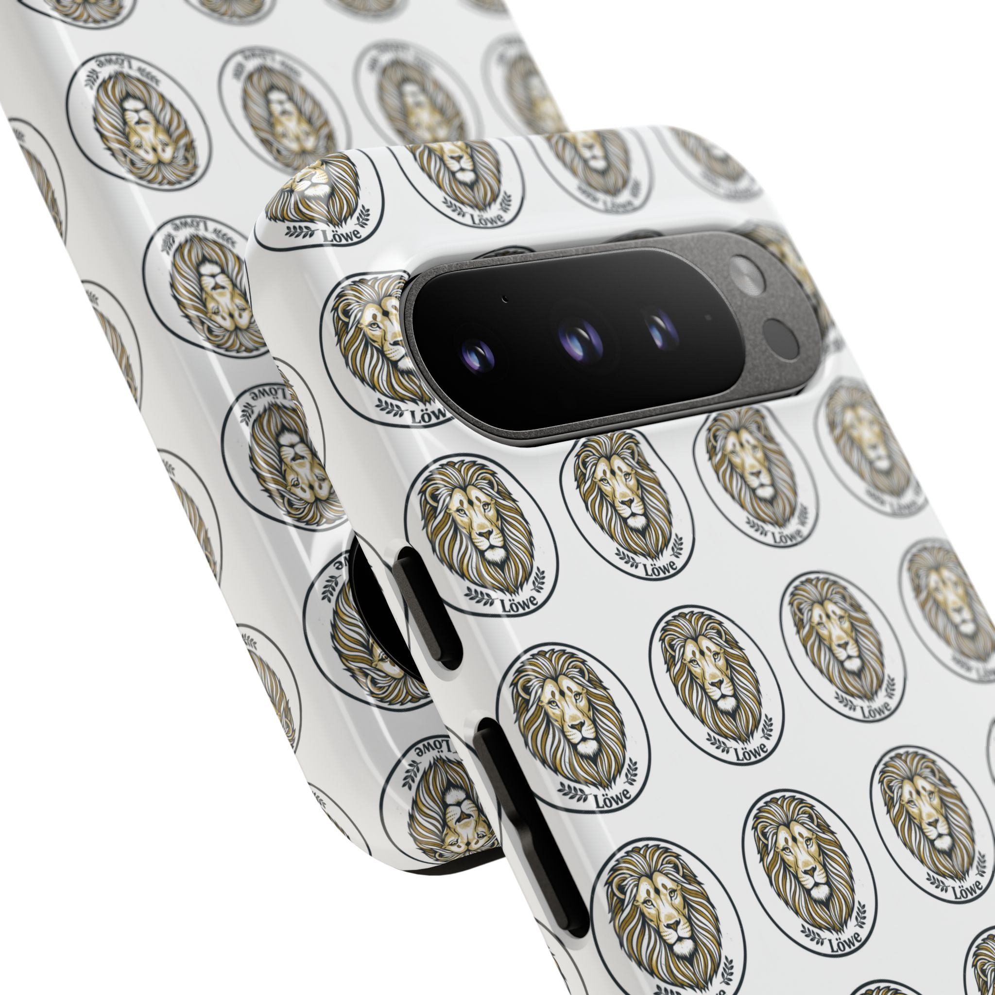 Lion Seal Pattern Phone Case — Protective Tough Case with Vintage Heraldic Design