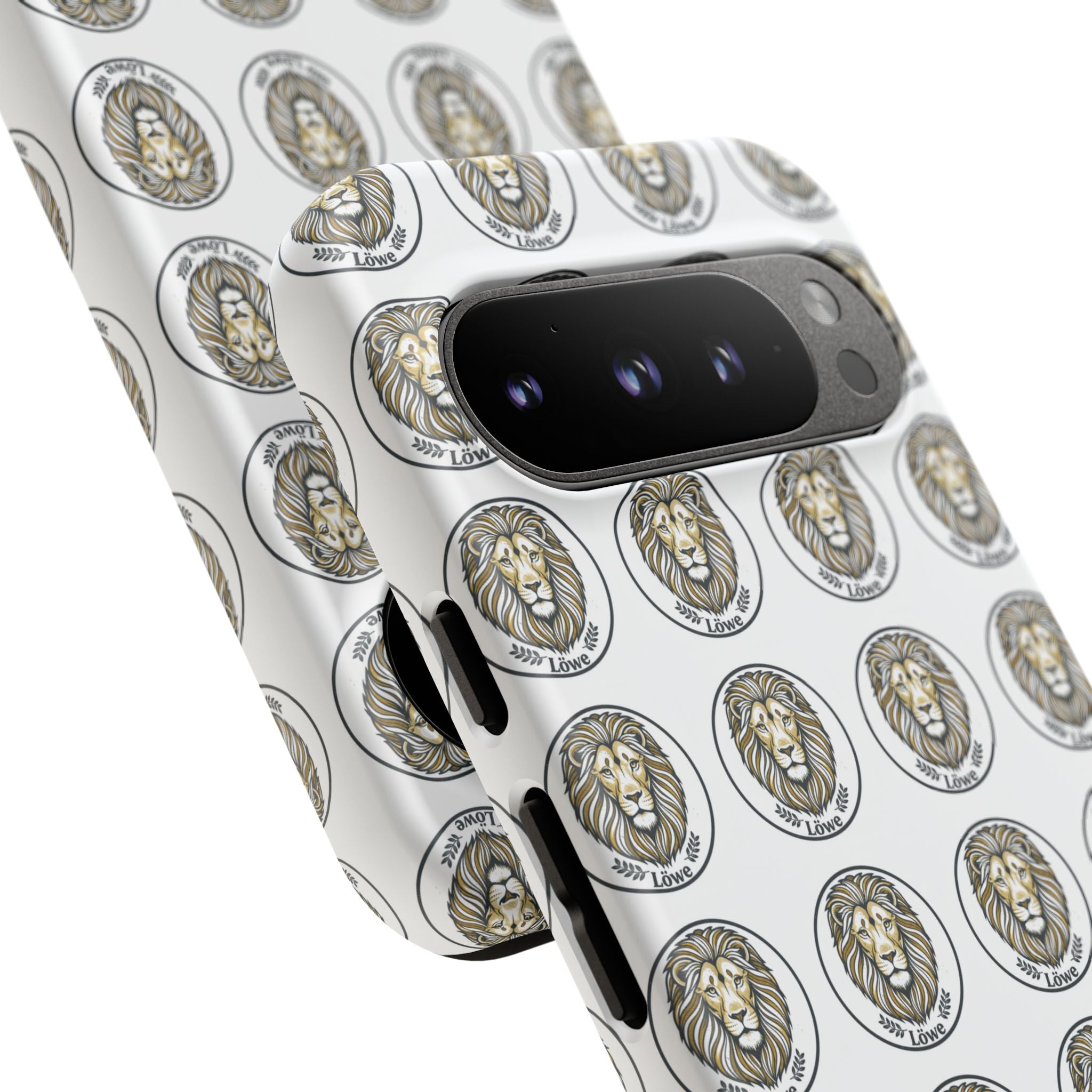 Lion Seal Pattern Phone Case — Protective Tough Case with Vintage Heraldic Design