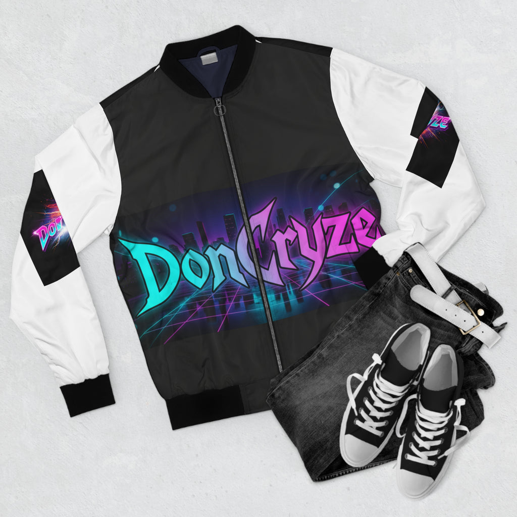 Retro Neon 'DonCryze' Bomber Jacket — 80s Vaporwave Streetwear